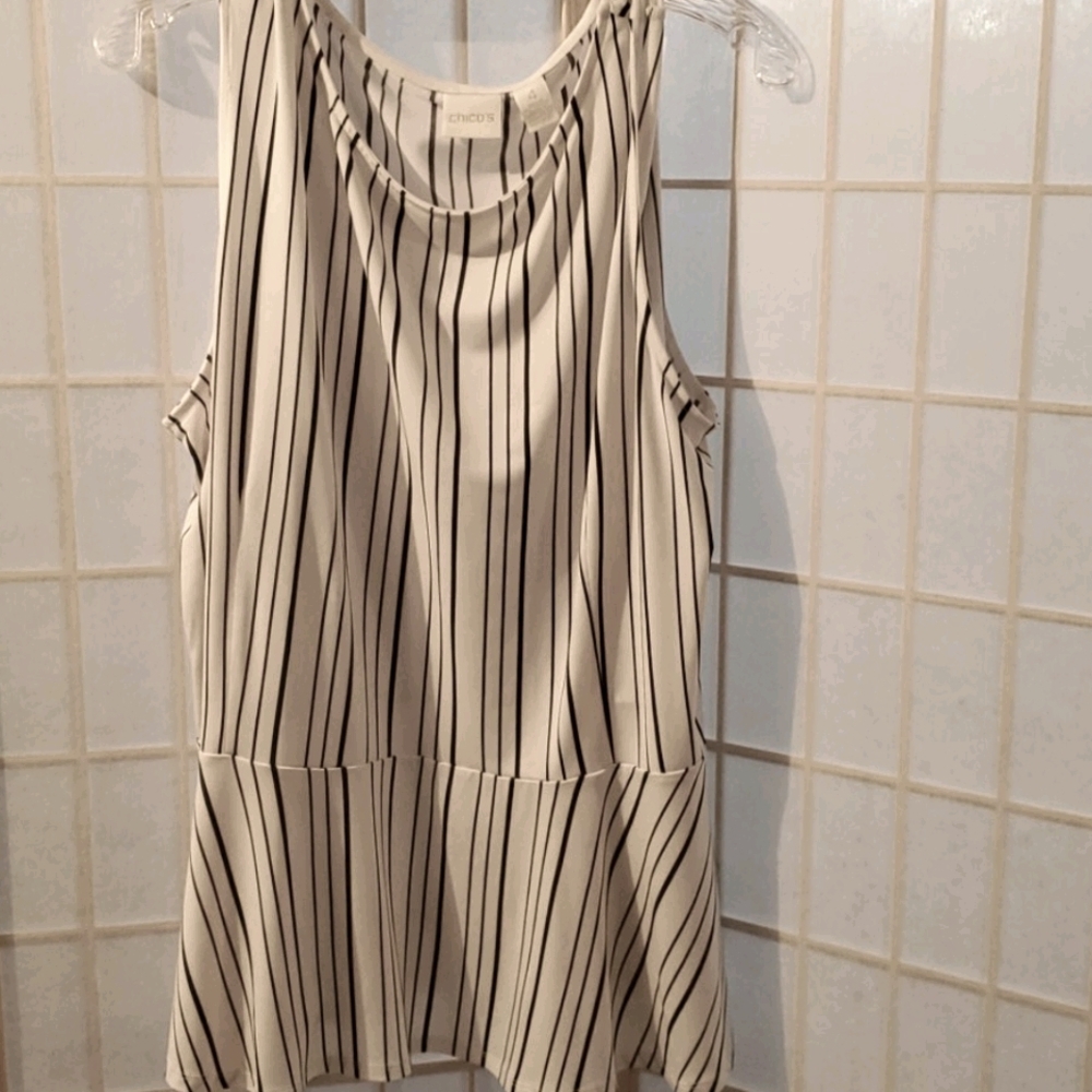 White/Black Striped Sleeveless Blouse